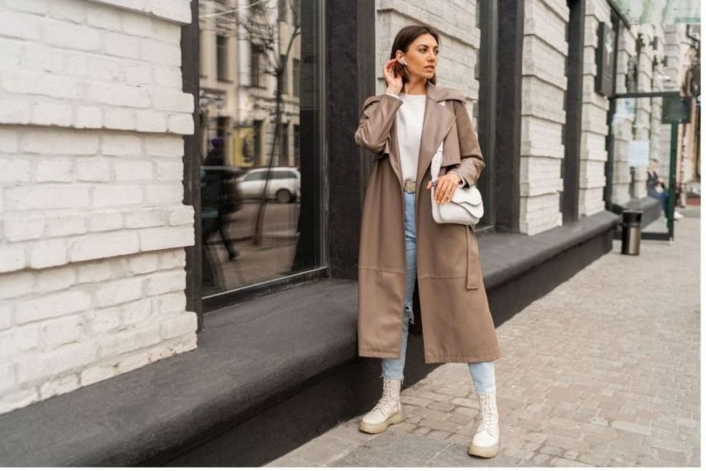 Trench Coat, Fitted Top, Straight-Leg Jeans and Heels