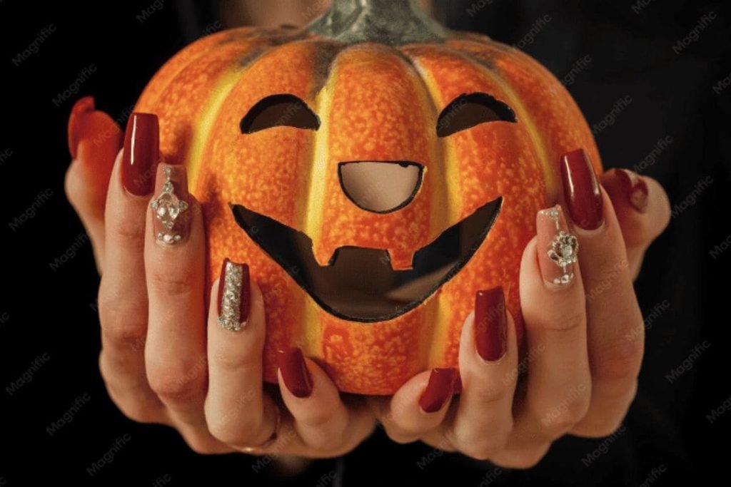 Glam Glitter Halloween Nails