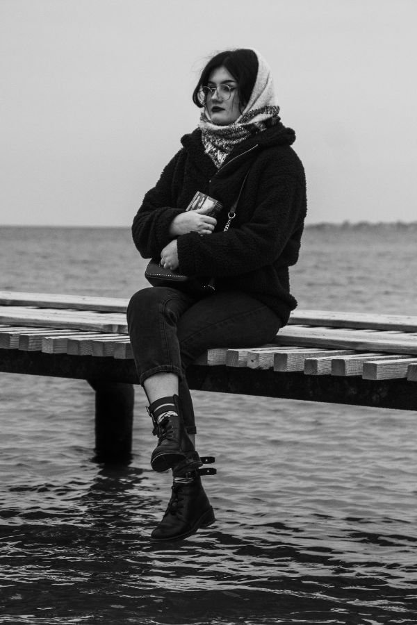 Hoodie With a Scarf and Winter Boots