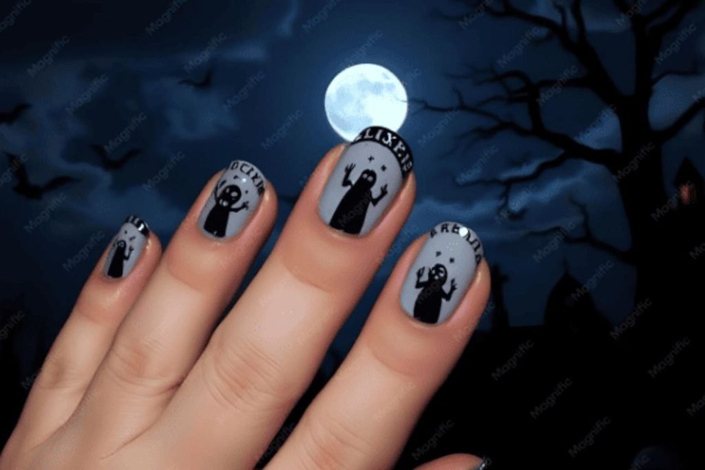 Haunted House Halloween Nail Art
