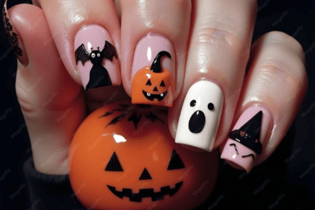 Black Cat Halloween Nails