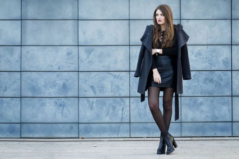 Blazer with a Mini Skirt and Knee-High Boots