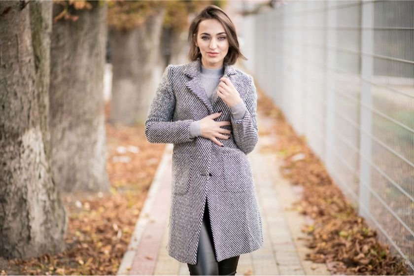 Plaid Blazer with Leather Pants