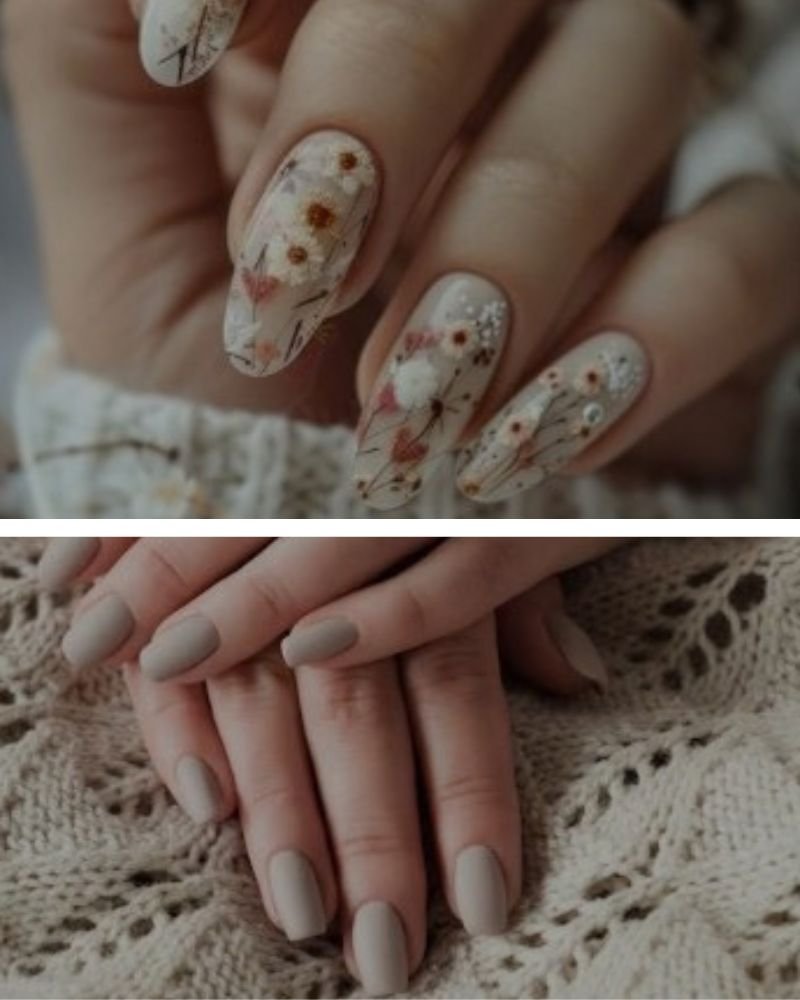 Nude Brown Fall Nails