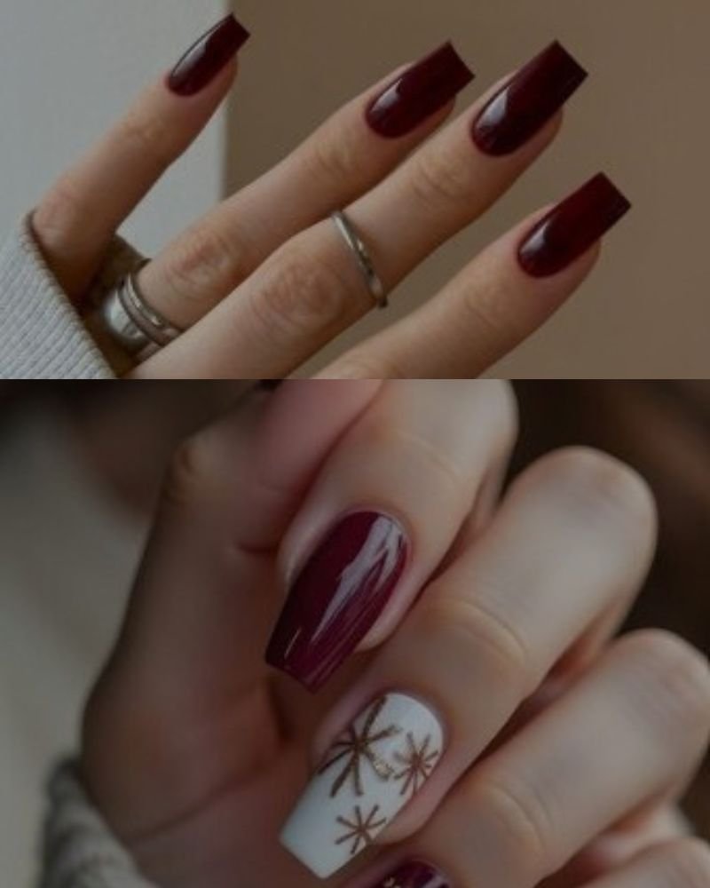 Burgundy French Fall Nails