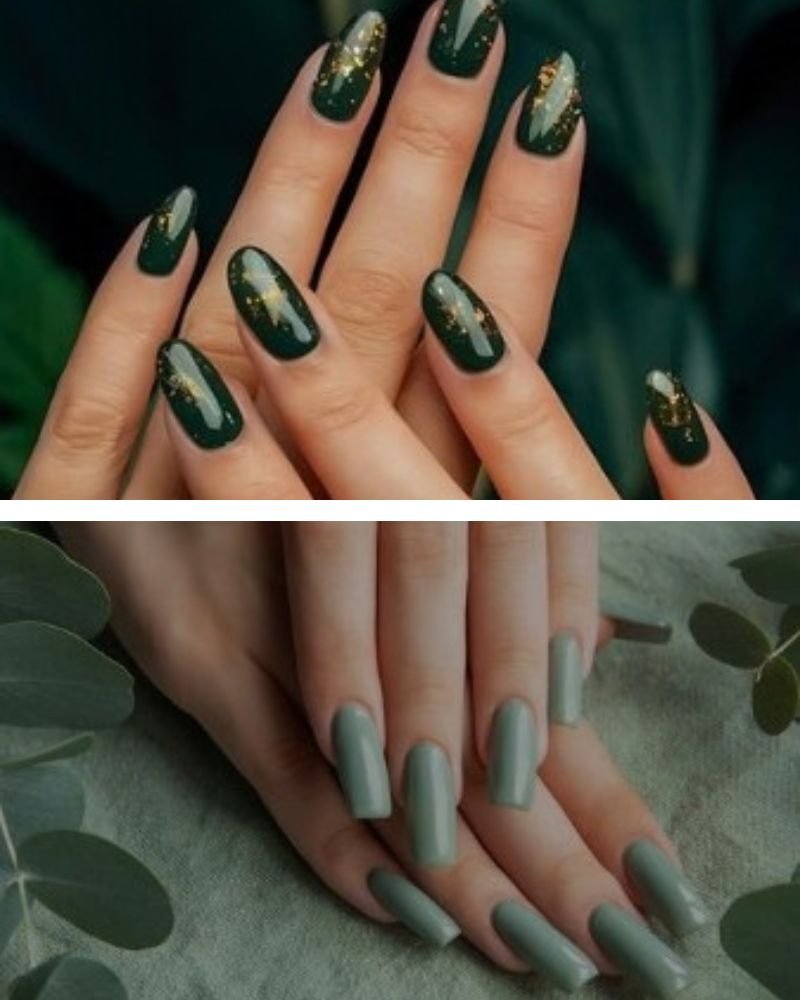 Olive Green Fall Nails