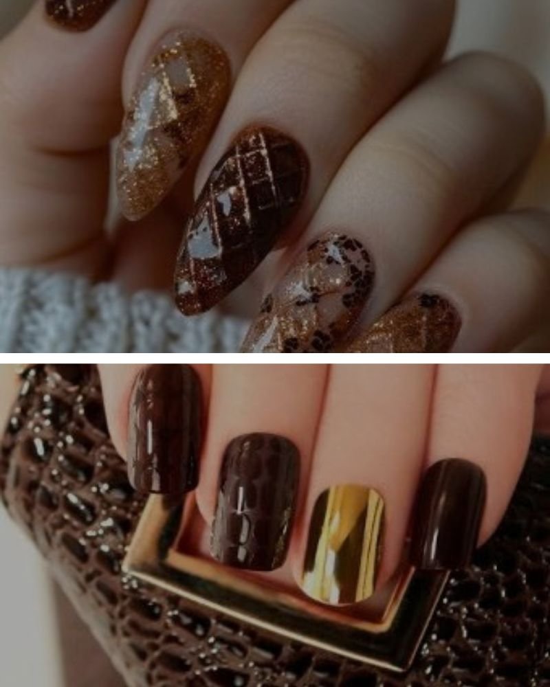 Brown and Gold Fall Nails