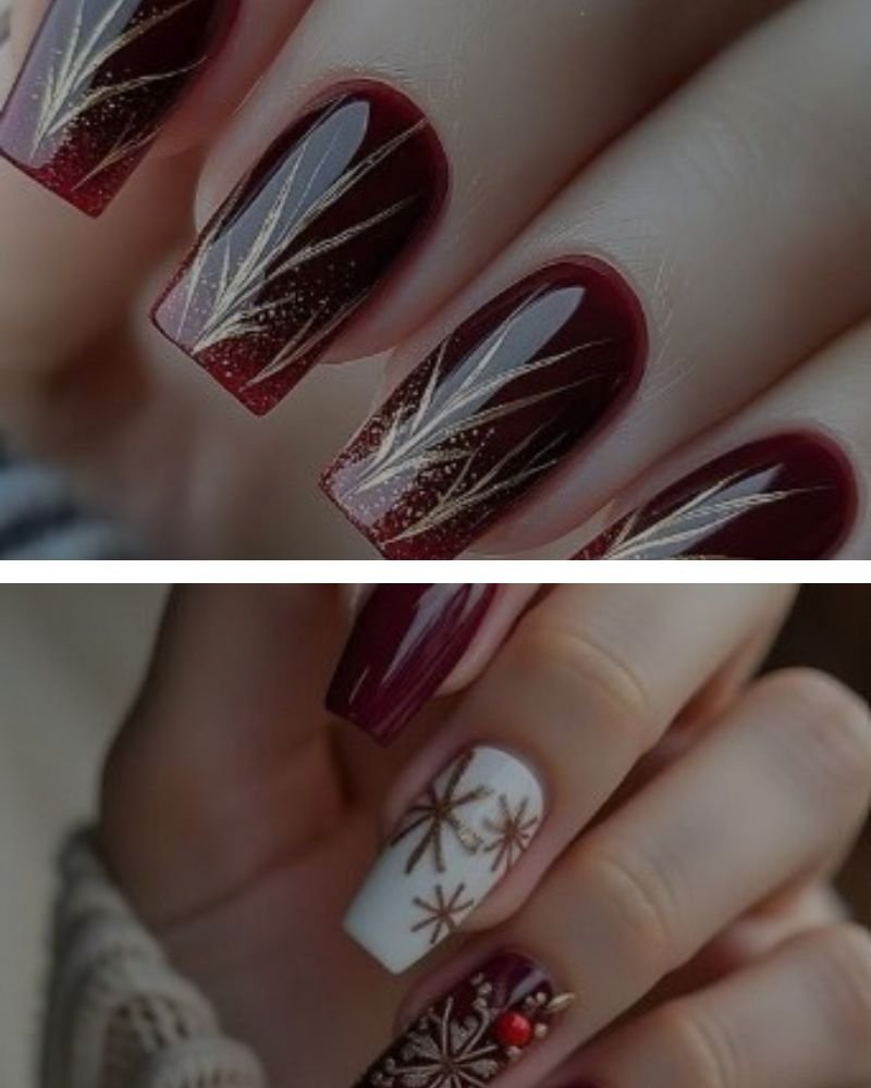 Burgundy Chrome Fall Nails