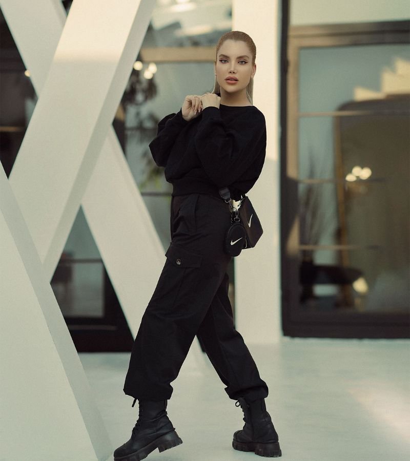 Cargo Pants with a Warm Sweatshirt
