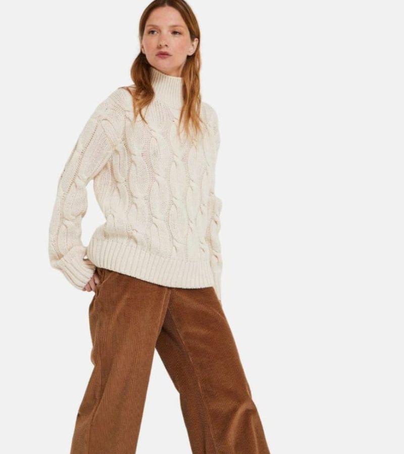 Corduroy Trousers with a Chunky Knit