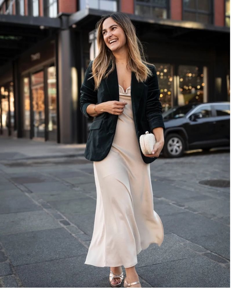 Velvet Blazer With a Satin or Dressy Top