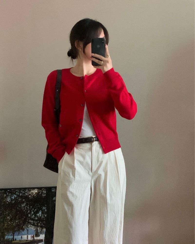 18 Red Cardigan Outfit Ideas for Women to Try This Festive.