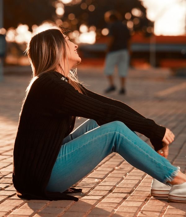 Black Cardigan With Light-Wash Jeans