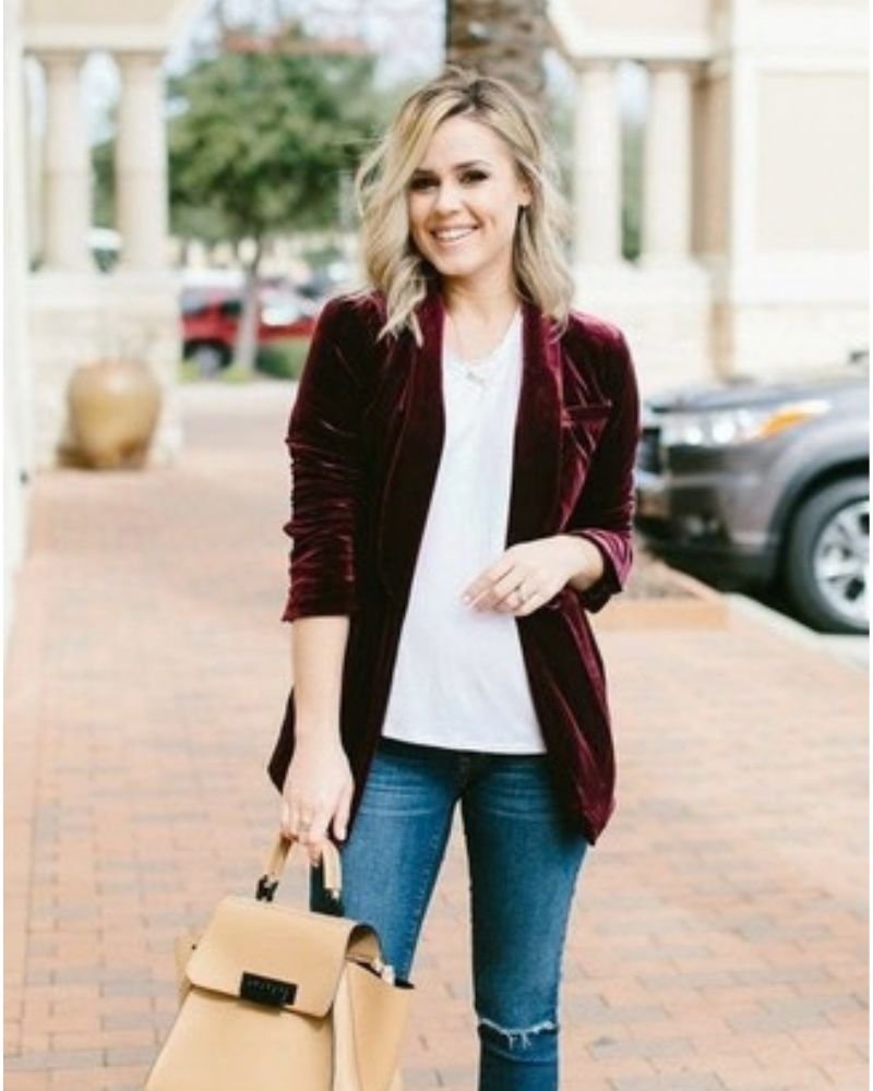 Velvet Blazer With Jeans and Ankle Boots
