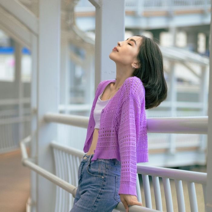 Bright Cardigan With Simple Denim
