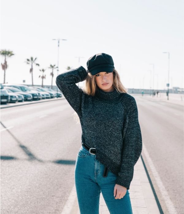Cardigan With Wide-Leg Jeans