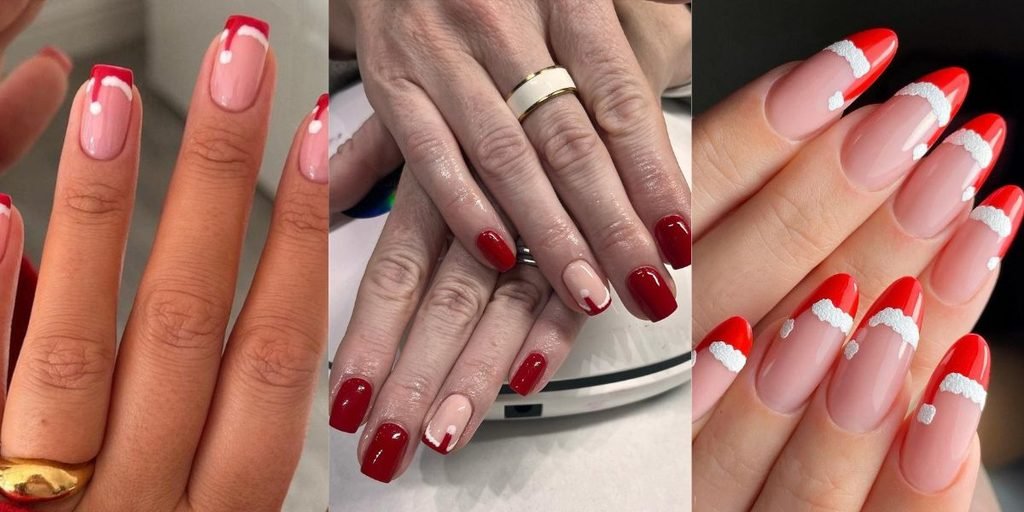 Cute Santa Hat Nails