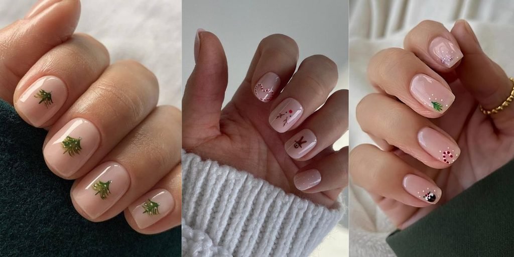 Short Christmas Nails with Simple