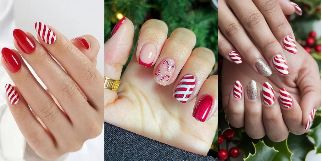 Candy Cane Striped Nails