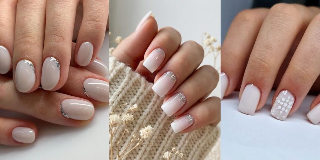 Milky White Winter Nails