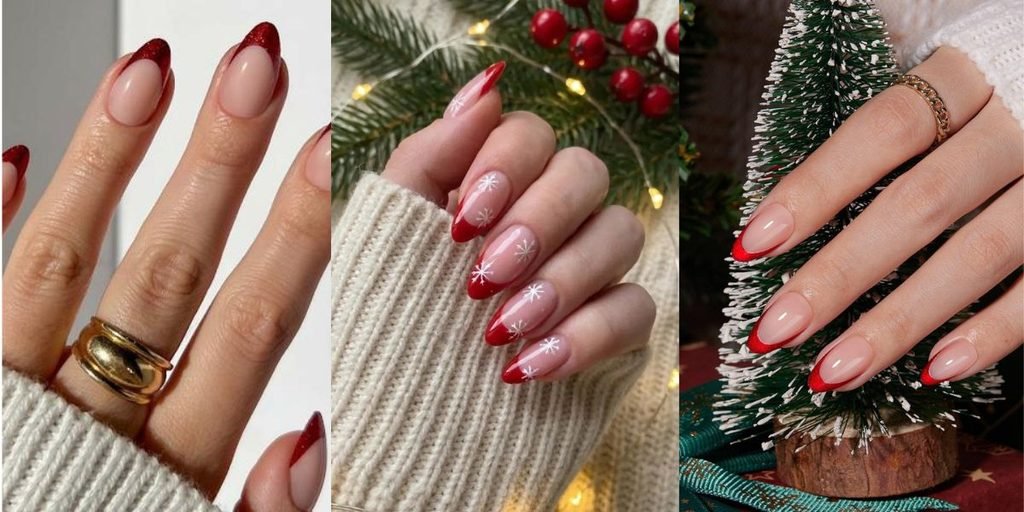 Red French Tip Christmas Nails
