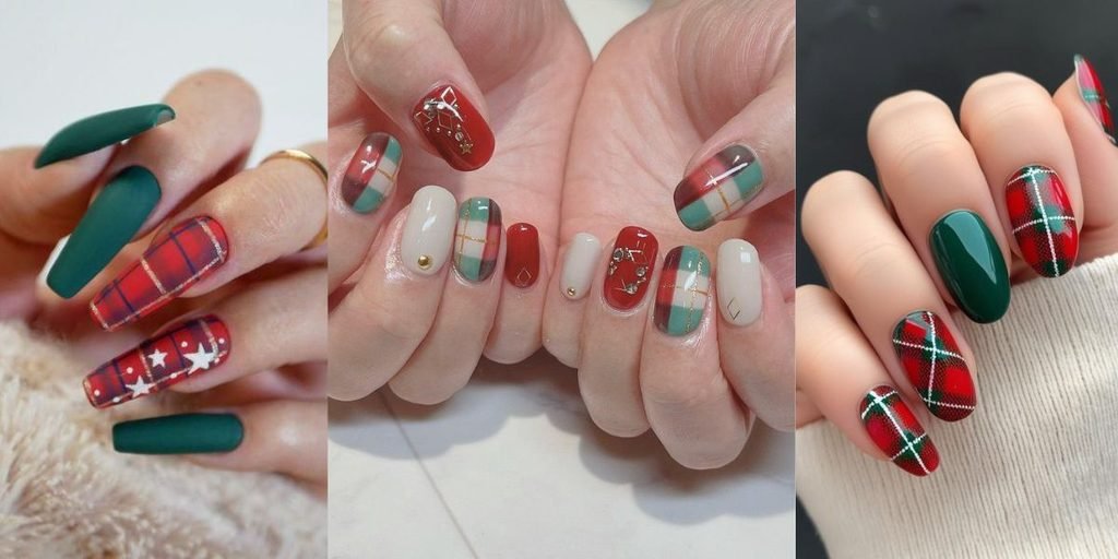Plaid Christmas Nails