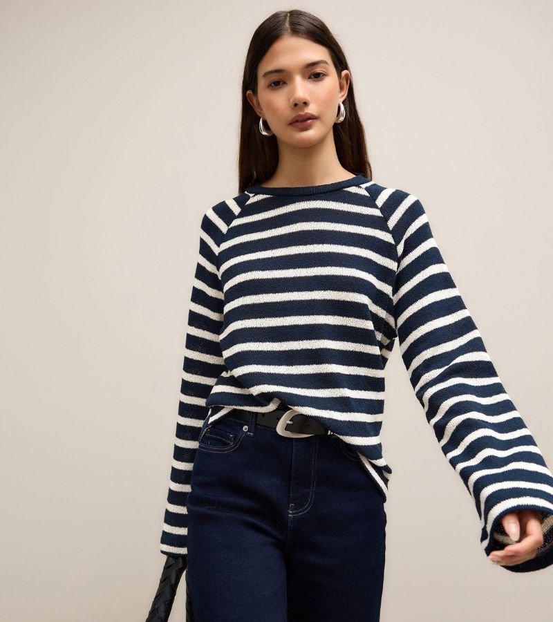 Striped Sweater with Dark Jeans